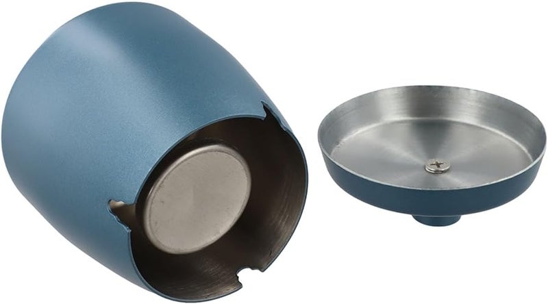 Windproof Stainless Steel Ash Tray With Lid For Indoor Outdoor Use Blue - Image 4